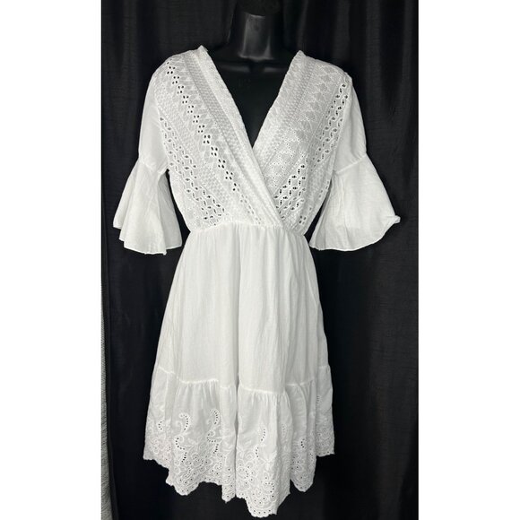 Doralisa Dresses & Skirts - Made in Italy  Boho -chic -Romantic Doralisa White Cotton Eyelet Dress With Flar
